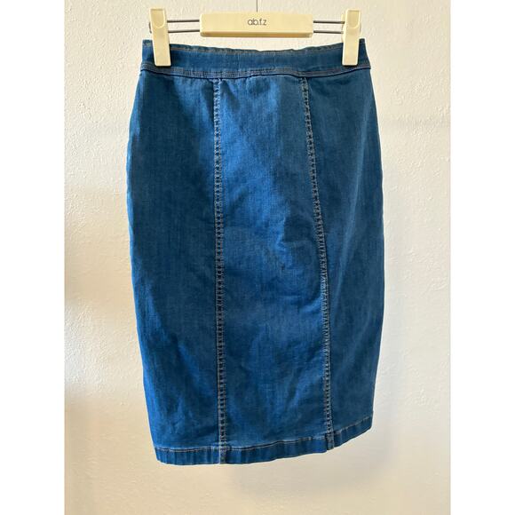 Vintage Y2K Denim Skirt Straight Pencil Asymmetrical Button Front EVIDNT sz 24 - Picture 3 of 3